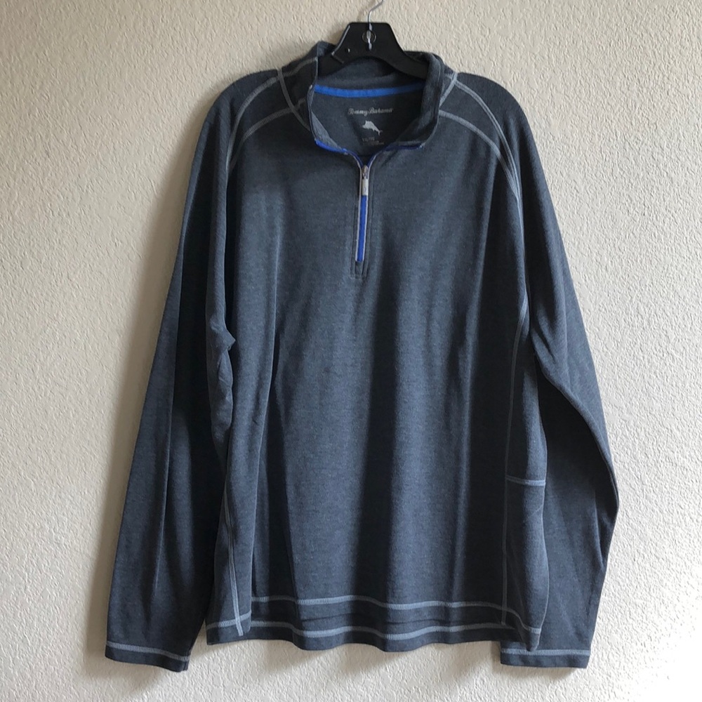 Tommy Bahama Men’s Size‎ XXL Gray Quarter 1/4 Zip Sweater Pullover